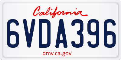 CA license plate 6VDA396