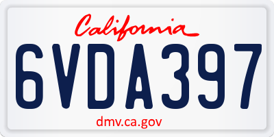 CA license plate 6VDA397