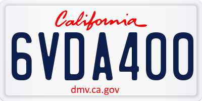 CA license plate 6VDA400