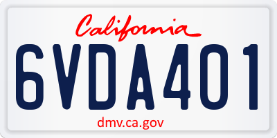 CA license plate 6VDA401