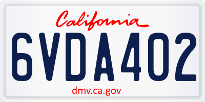 CA license plate 6VDA402