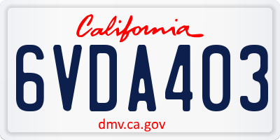 CA license plate 6VDA403