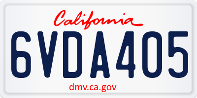 CA license plate 6VDA405