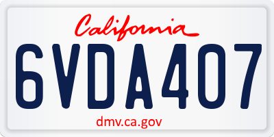 CA license plate 6VDA407
