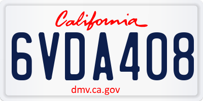 CA license plate 6VDA408