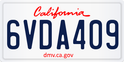 CA license plate 6VDA409