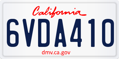 CA license plate 6VDA410