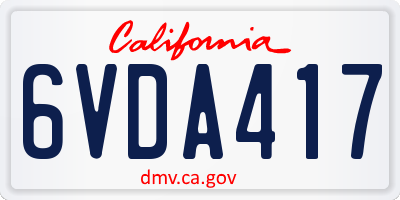 CA license plate 6VDA417