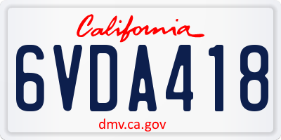 CA license plate 6VDA418