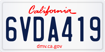 CA license plate 6VDA419