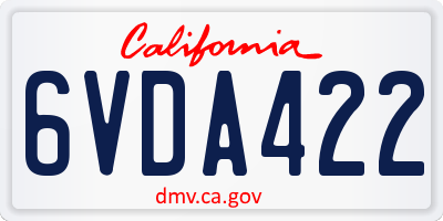 CA license plate 6VDA422