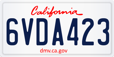 CA license plate 6VDA423
