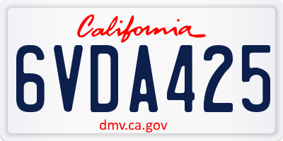CA license plate 6VDA425