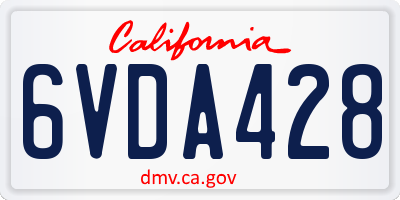 CA license plate 6VDA428