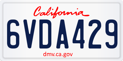 CA license plate 6VDA429
