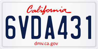 CA license plate 6VDA431