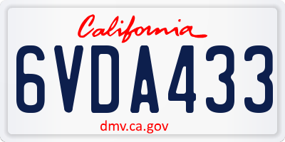 CA license plate 6VDA433