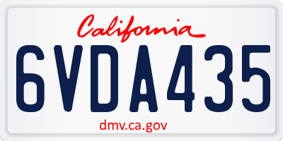 CA license plate 6VDA435