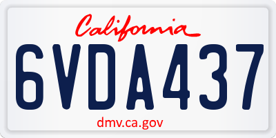 CA license plate 6VDA437