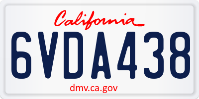 CA license plate 6VDA438