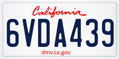 CA license plate 6VDA439