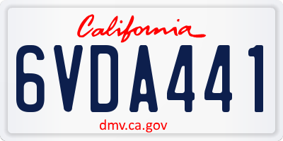 CA license plate 6VDA441