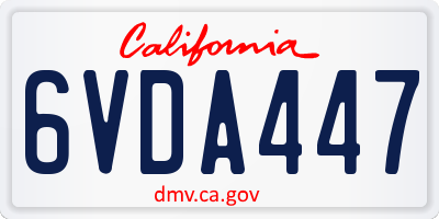 CA license plate 6VDA447