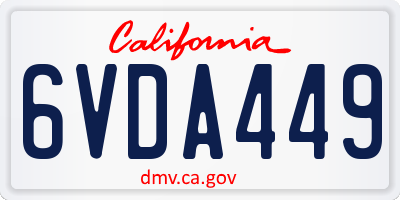 CA license plate 6VDA449
