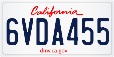 CA license plate 6VDA455