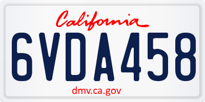 CA license plate 6VDA458
