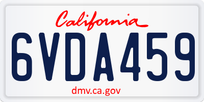 CA license plate 6VDA459