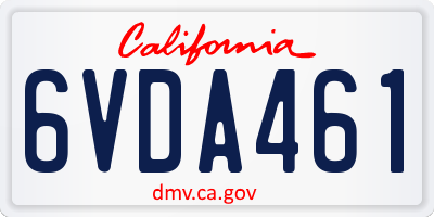 CA license plate 6VDA461