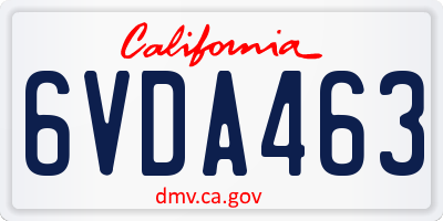 CA license plate 6VDA463