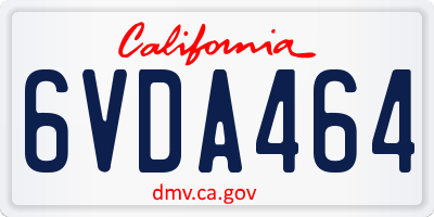CA license plate 6VDA464