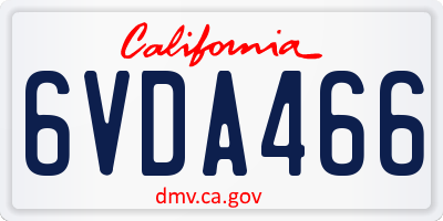 CA license plate 6VDA466