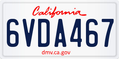 CA license plate 6VDA467