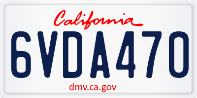 CA license plate 6VDA470
