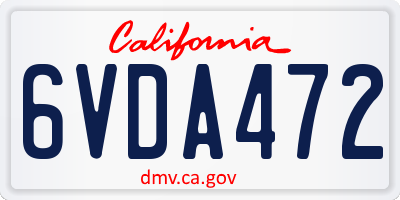 CA license plate 6VDA472