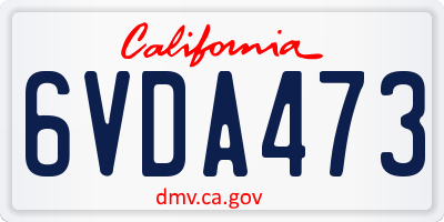 CA license plate 6VDA473