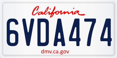 CA license plate 6VDA474