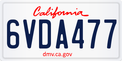 CA license plate 6VDA477