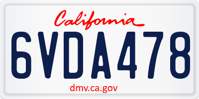 CA license plate 6VDA478