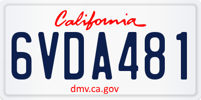 CA license plate 6VDA481