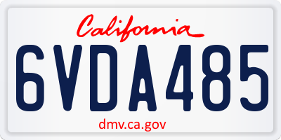 CA license plate 6VDA485