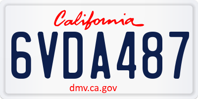 CA license plate 6VDA487