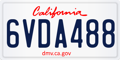 CA license plate 6VDA488