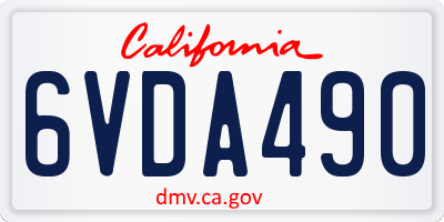 CA license plate 6VDA490