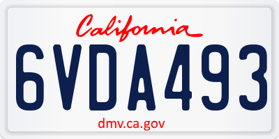 CA license plate 6VDA493