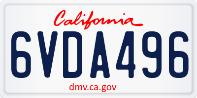 CA license plate 6VDA496