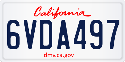 CA license plate 6VDA497